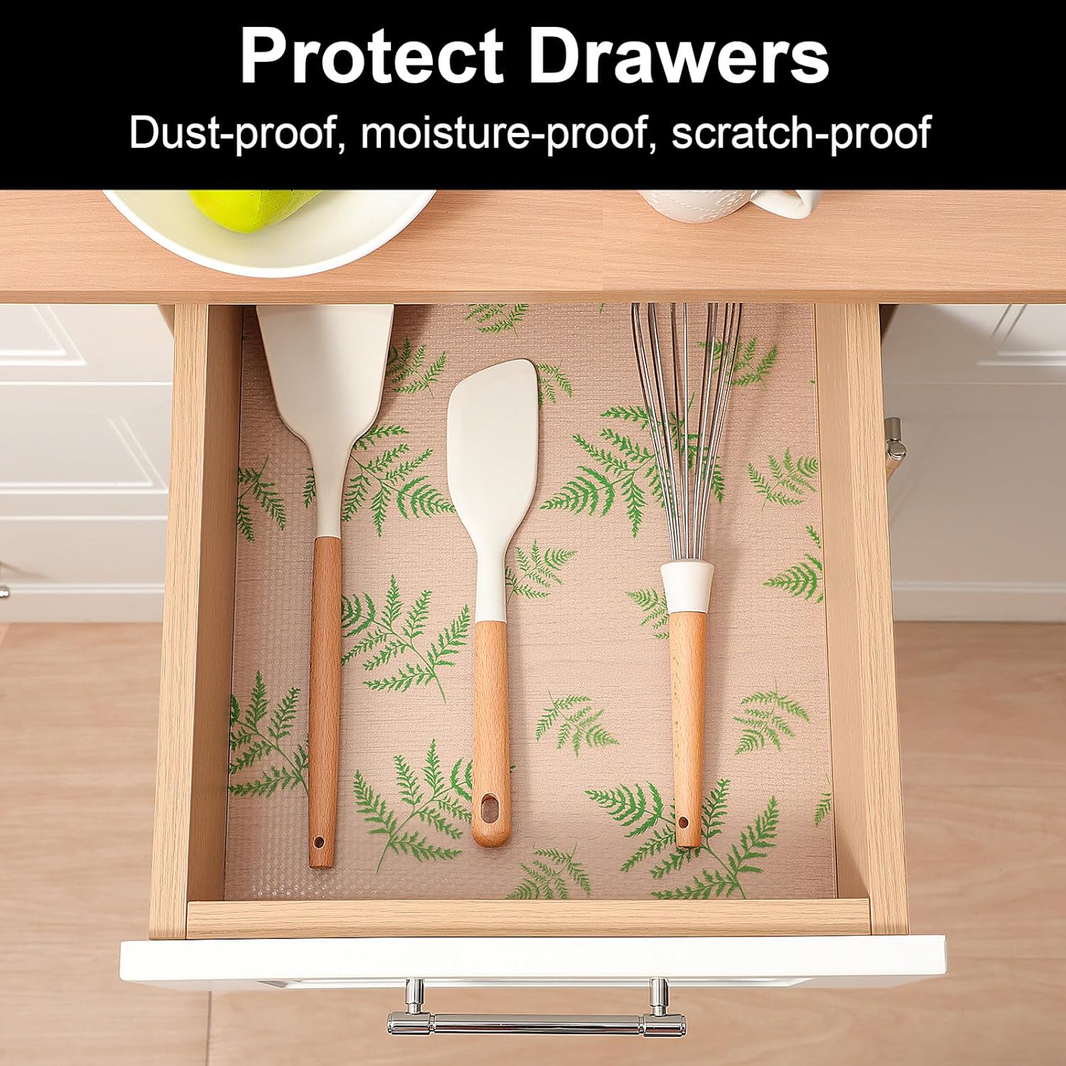 Cooyes Shelf Liners for Kitchen Cabinets, Waterproof and Oil-Proof Kitchen Cupboard Liner, Refrigerator Liners and Plastic Drawer Mats EVA Non Adhesive Shelves