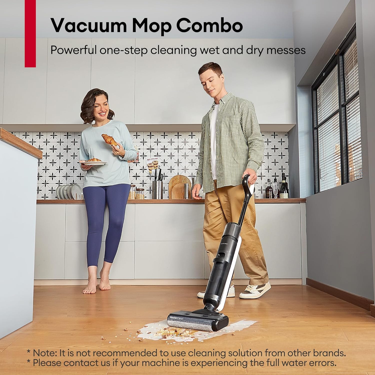 Ultenic Wet Dry Vacuum Cleaner, Cordless Vacuum Mop Combo with Self-Cleaning, 50min Runtime, Smart Mess Detection, Edge Cleaning, LED Display, 3-in-1 Floor Cleaner Machine for Hard Floor, AC1 Elite