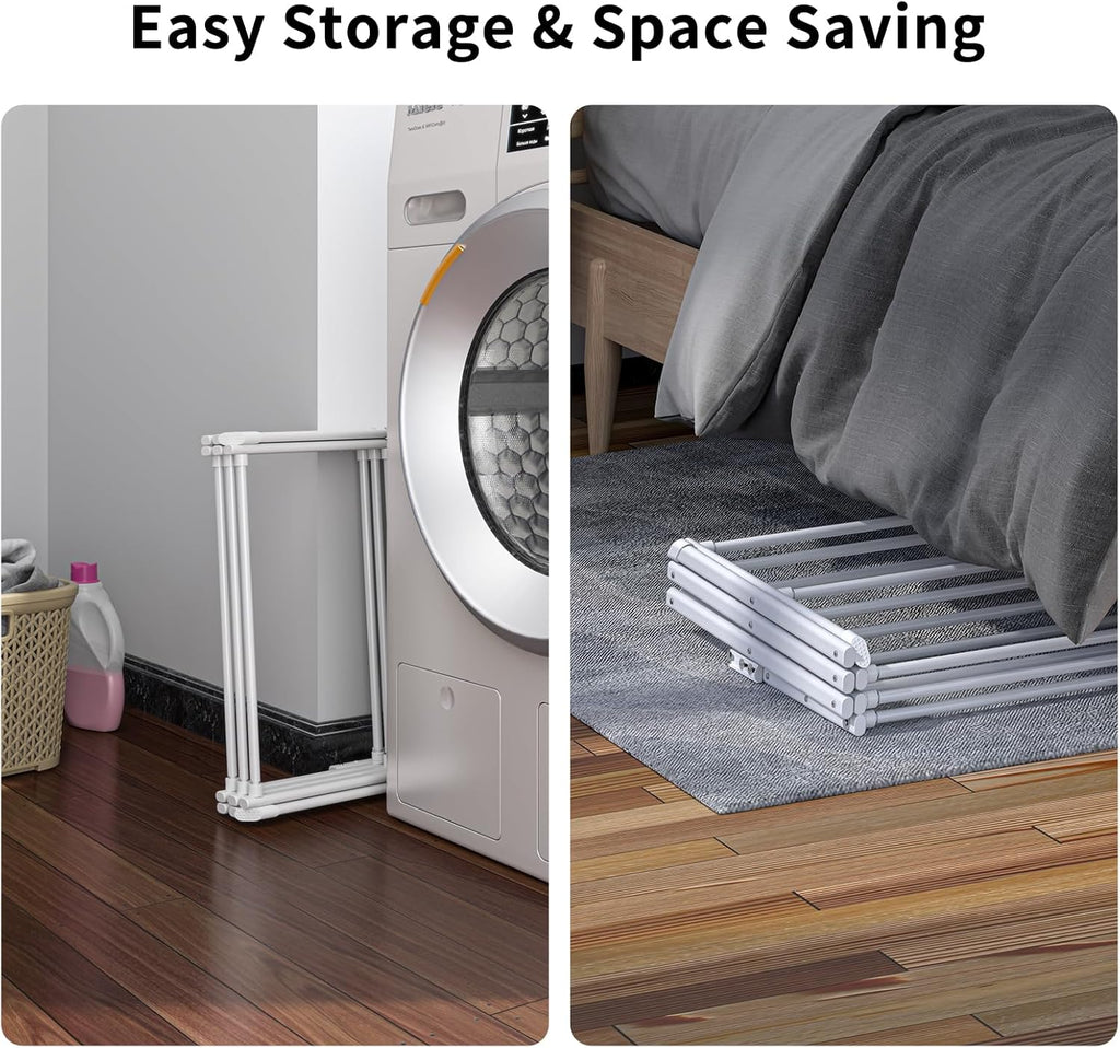 3 Tier Clothes Drying Rack,Foldable & Portable Clothing Drying Rack,Space-Saving Design, Indoor & Outdoor Laundry Rack for Drying Clothes,Metal Dryer Rack-Pure White