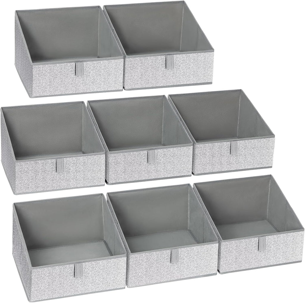 DIMJ Trapezoid Storage Bins, Closet Storage Bins with Handle, Foldable Closet Organizers and Storage Baskets for Toys, Books, Clothes, 8 Packs