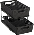 Simple Houseware 2 Tier Bathroom Organizer Tray Pull-Out Sliding Drawer/Under-Sink Storage, Black