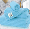 VOOVA & MOVAS Ocean Blue Towels for Bathroom, 100% Cotton | Quick Dry | Soft | Thick,3 Piece Towel Set, 1 Large Bath 30" x 56", 1 Hand 18" x 28", 1 Wash Cloth 13" x 13", Bathroom Essentials