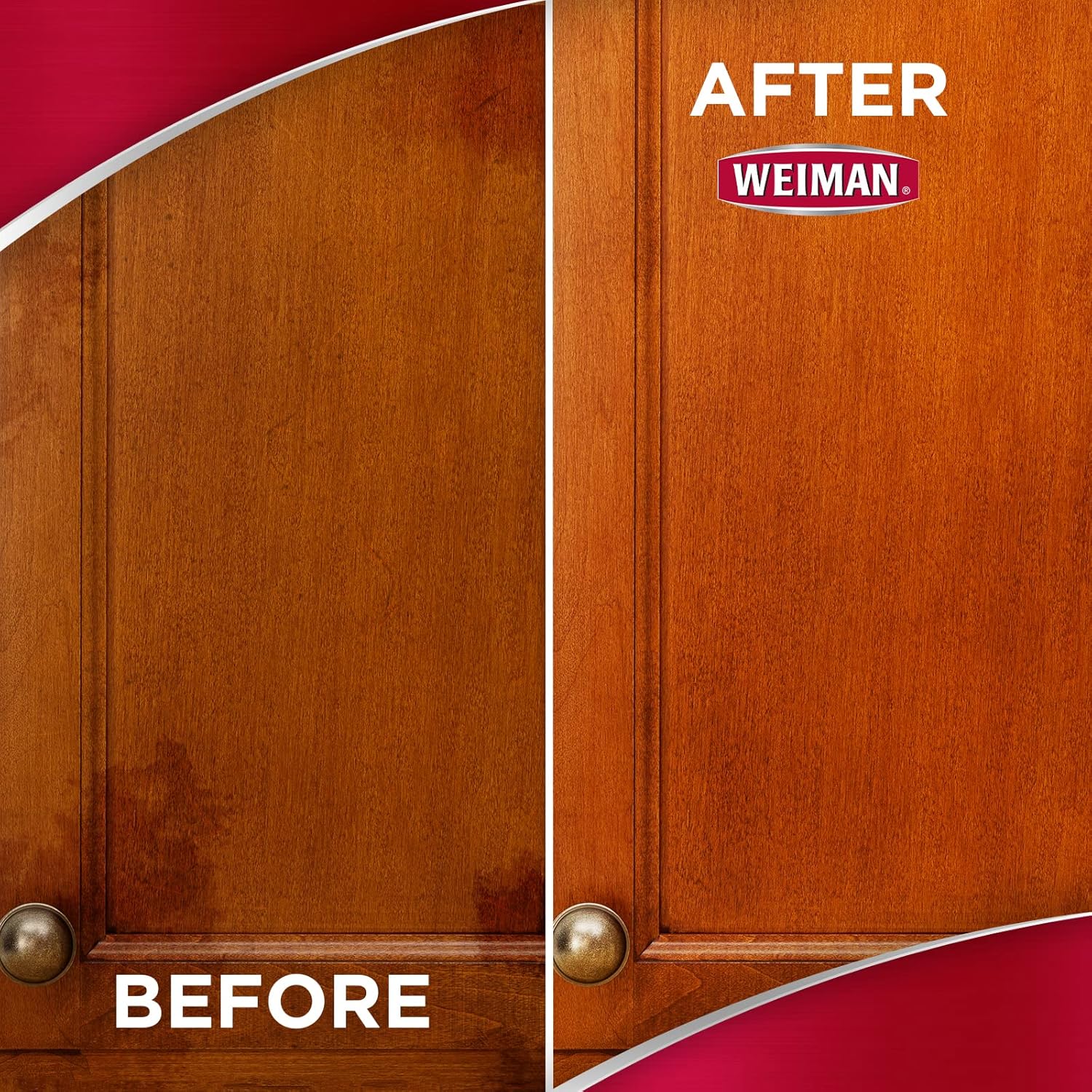 Weiman Cabinet & Wood Clean & Shine Spray - Furniture, Kitchen Cabinets, Baseboard & Trim, Fresh Almond Scent, Microfiber Cloth Included