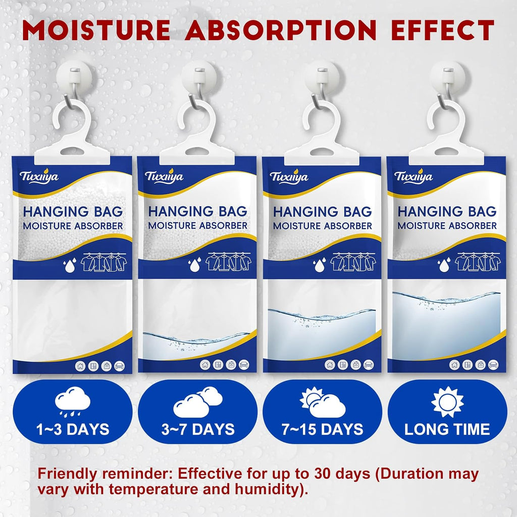 20 Pack Moisture Absorbers Packets,Hanging Closet Dehumidifier Bags,Humidity Packs, Desiccant,Moisture Absorbing Bags for Closet,Wardrobes,Bedrooms, Bathrooms(Net Wt. 230g/Pack)