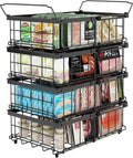 UMDONX 4 Pack Expandable Freezer Organizer Bins Large Freezer organizer Bins Stackable 11.4" Expand to 17.9", Fit 10 to 20 Cu.FT Black