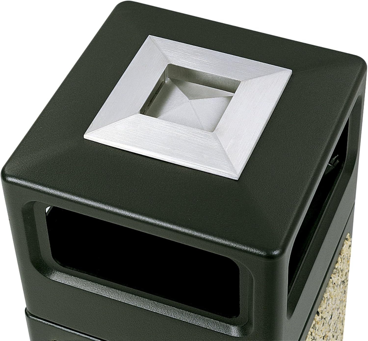 Safco Canmeleon Trash Can, 30 Gallons, Indoor and Outdoor Use, Durable & Weather-Resistant Commercial Garbage Can with Ashtray and Stone Panels, Black
