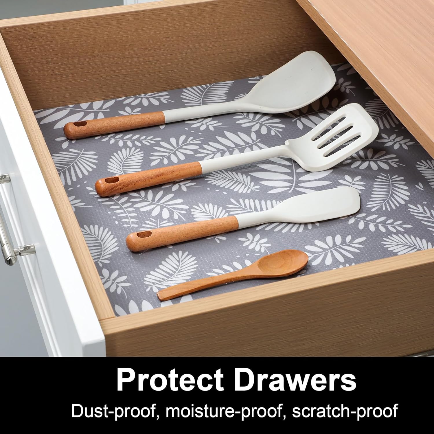 Cooyes Shelf Liners for Kitchen Cabinets Waterproof & Oil-Proof Kitchen Cupboard Mats Non-Slip Drawer Mats EVA Material Non Adhesive Fridge Liner for Shelves