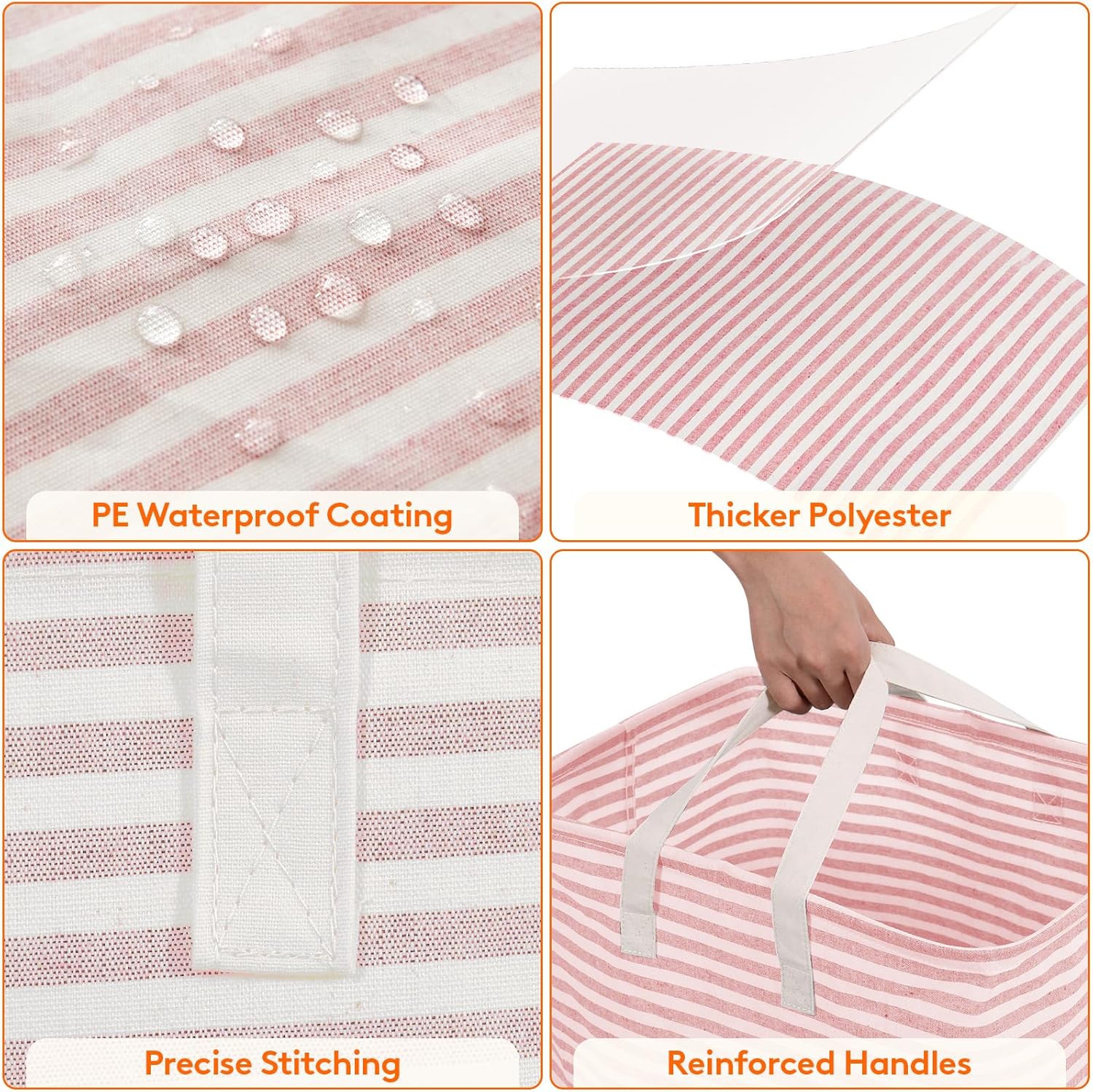 Lifewit 2 Pack Laundry Hamper Large Collapsible Laundry Baskets, Freestanding Waterproof Clothes Hamper with Easy Carry Handles in Laundry Room Bedroom Bathroom College Dorm for Adults, Pink, 2 x 80L