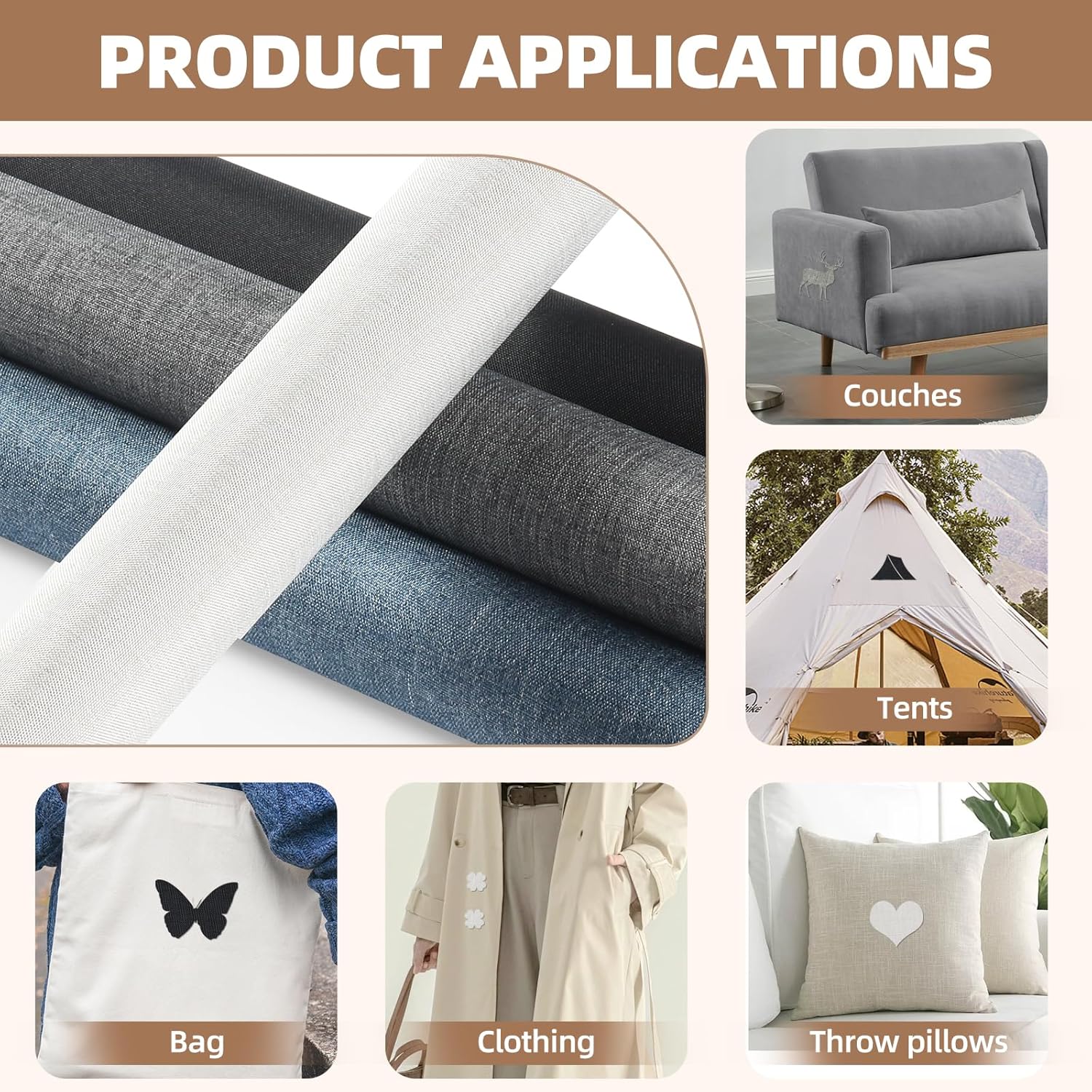 Fabric Repair Patch, Fabric Large Repair Tape, Self-Adhesive Patches for Furniture, Sofa, Car Interior, Shoes, Hand Bag, Clothing (White, 3.5X79 Inch)
