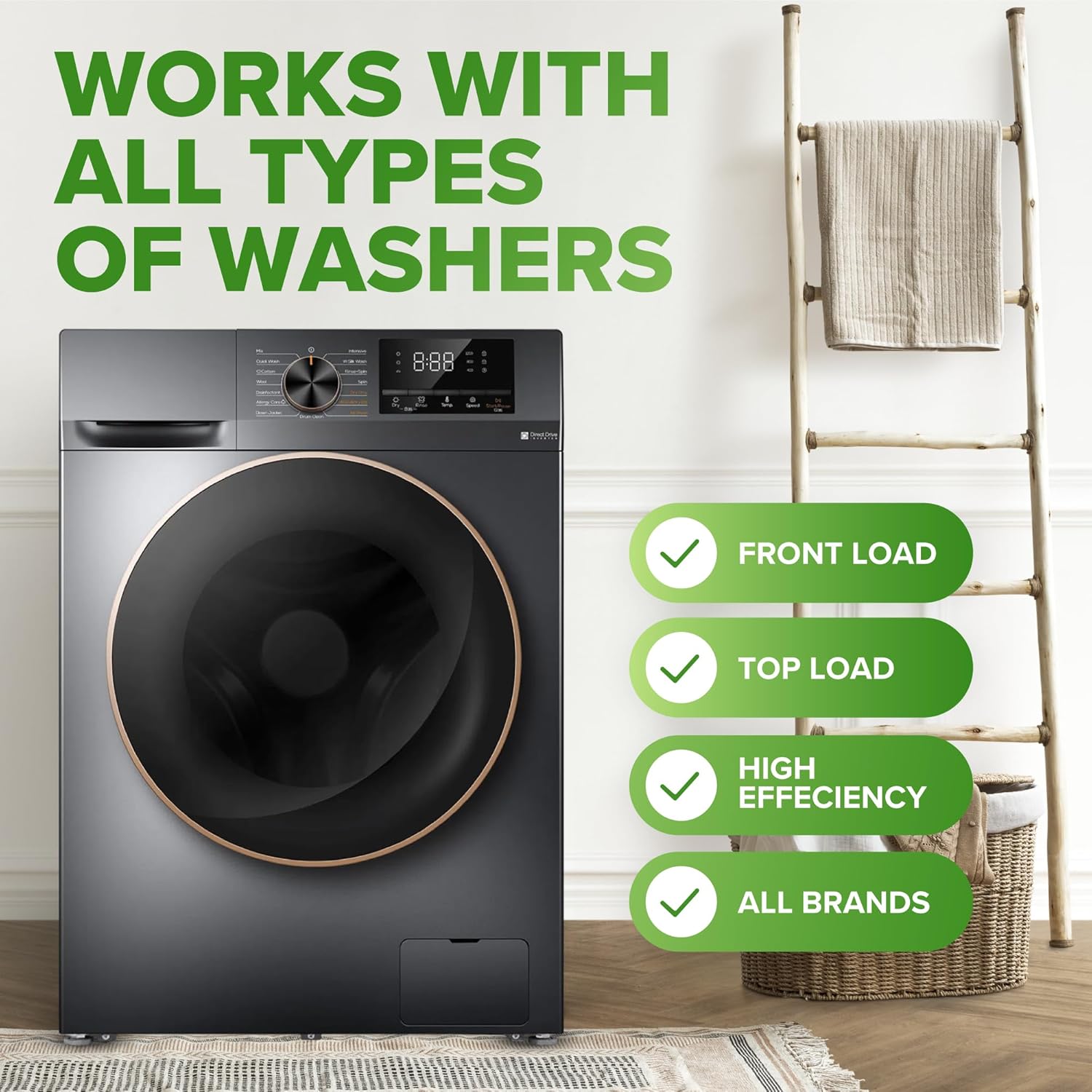 Renuv Washing Machine Cleaner + Dishwasher Cleaner Bundle - Heavy Duty Appliance Deep Cleaning, Descaling and Deodorizing