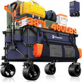 220L Collapsible Wagon Cart Foldable, 460lbs Load Capacity Heavy Duty Folding Beach Wagons with Big All-Terrain Wheels, Utility Carts for Groceries, Camping, Sports - Grey&Purple
