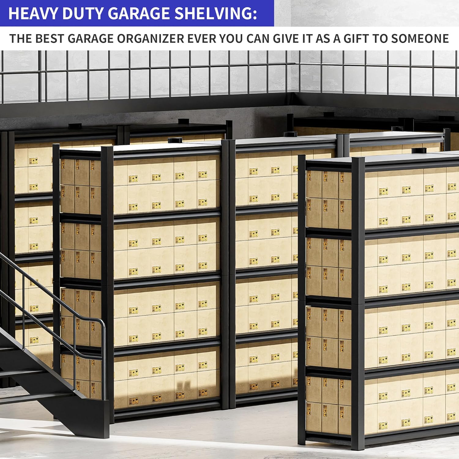 72" Heavy Duty Garage Shelving, 2 Pieces 5 Tier Adjustable Metal Shelves for Garage & Basement
