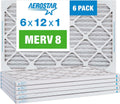 Aerostar 6x12x1 MERV 8 Pleated Air Filter, AC Furnace Air Filter, 6 Pack (Actual Size: 6" x 12" x 1")