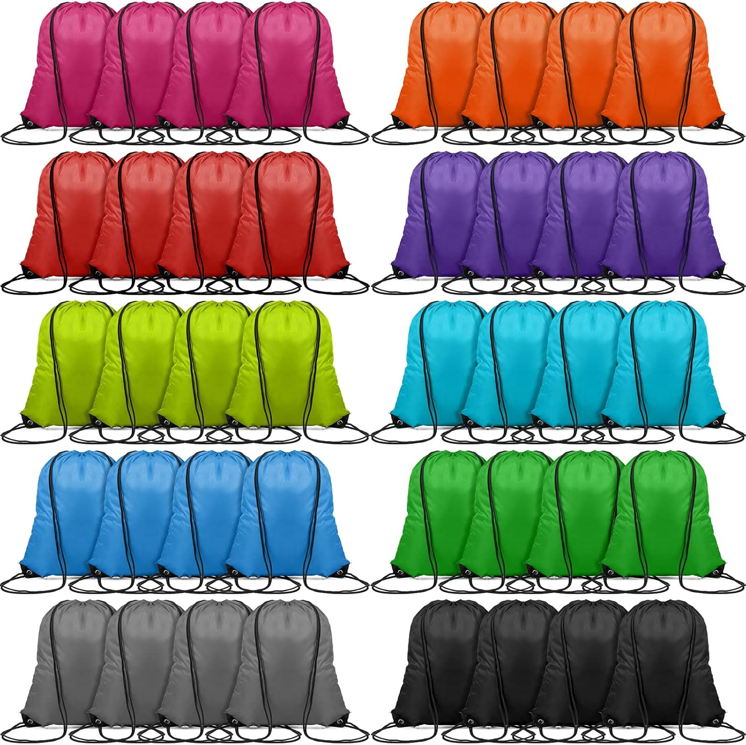 Shappy 100 Pieces Drawstring Bag Gym Portable String Sack Backpacks Polyester Blank Cinch Drawstring Bags for Sports Travel DIY Gift Storage Set, 10 Colors