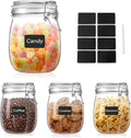 Glass Food Storage Jars with Airtight Lids 25 oz Round 4 Pack Kitchen Storage Containers Cabinet Canisters Sealed Pot Canning for Pasta, Cereal, Coffee, Beans, Spice