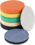 Buffing Polishing Pads, 7Pcs 6.5 Inch 165mm Face for 6Inch 150mm Backing Plate, Car Compound Buffing Sponge Pads and Woolen Pads Cutting Polishing Pad Kit for Car Polishing and Waxing