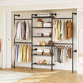 ONBRILL H3 Wall Mounted Closet System, Expandable Industrial Pipe Clothes Rack Clothing Rack for Hanging Clothes, Heavy Duty Closet Organizers and Storage in Wardrobe Closet, Black