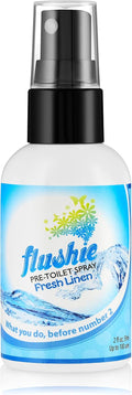 Flushie Pre-Toilet Spray for Poop Travel Size Toiletries Bathroom Spray for Poop Spray for Toilet Deodorizer Traveling Essentials Poop deodorizer Poop Odor eliminator… (Linen, 2oz 1pack)