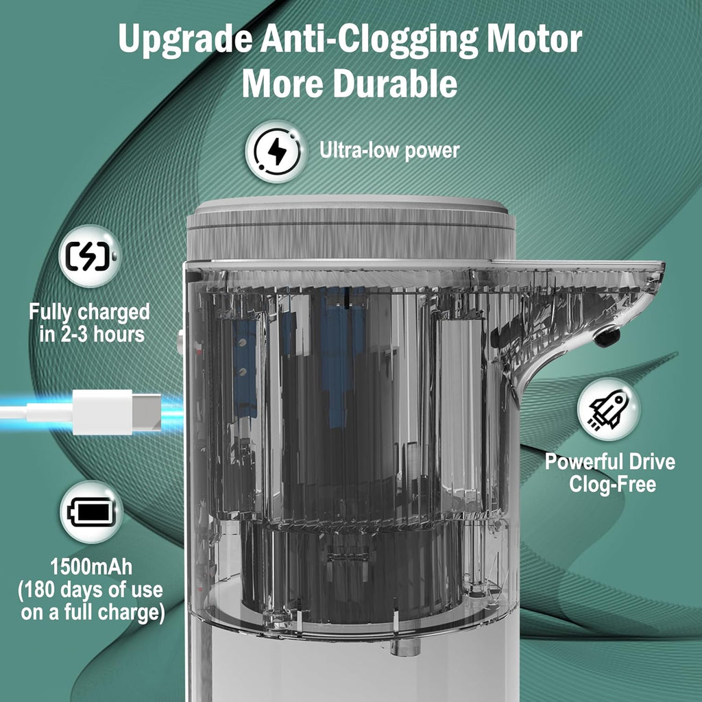 Automatic Foaming Soap Dispenser Touchless(Upgrade Auto & Manual Modes) - IPX7 Waterproof - Adjustable Foam Volume -1500mAh USB Rechargeable Hand Soap Dispenser
