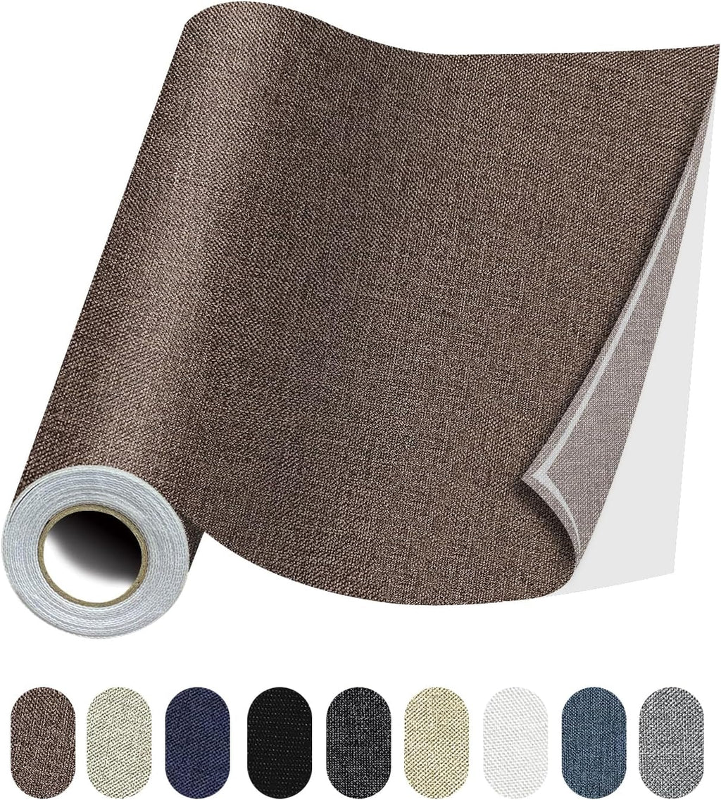 Fabric Repair Patches, Linen Repair Tape Self-Adhesive Fabric Patches Durable, DIY Large Linen Tape for Sofa, Couches, Furniture, Chair, Clothing （3.5X79 Inch, Brown）