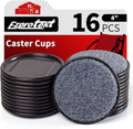 Ezprotekt 4" Round Reusable Felt Furniture Caster Cups with Carpet Bottom, 16 Pcs Felt Furniture Sliders Floor Protectors Pads to Protect Hardwood, Tile or Laminate Floors from Scratches (Brown/Gray)