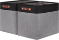 HNZIGE Fabric Storage Baskets Large Cloth Baskets Set of 2, Rectangular Shelf Baskets with Handles for storage, Foldable Tall Baskets for Organizing Linen Closet Organizers(Gray Black)