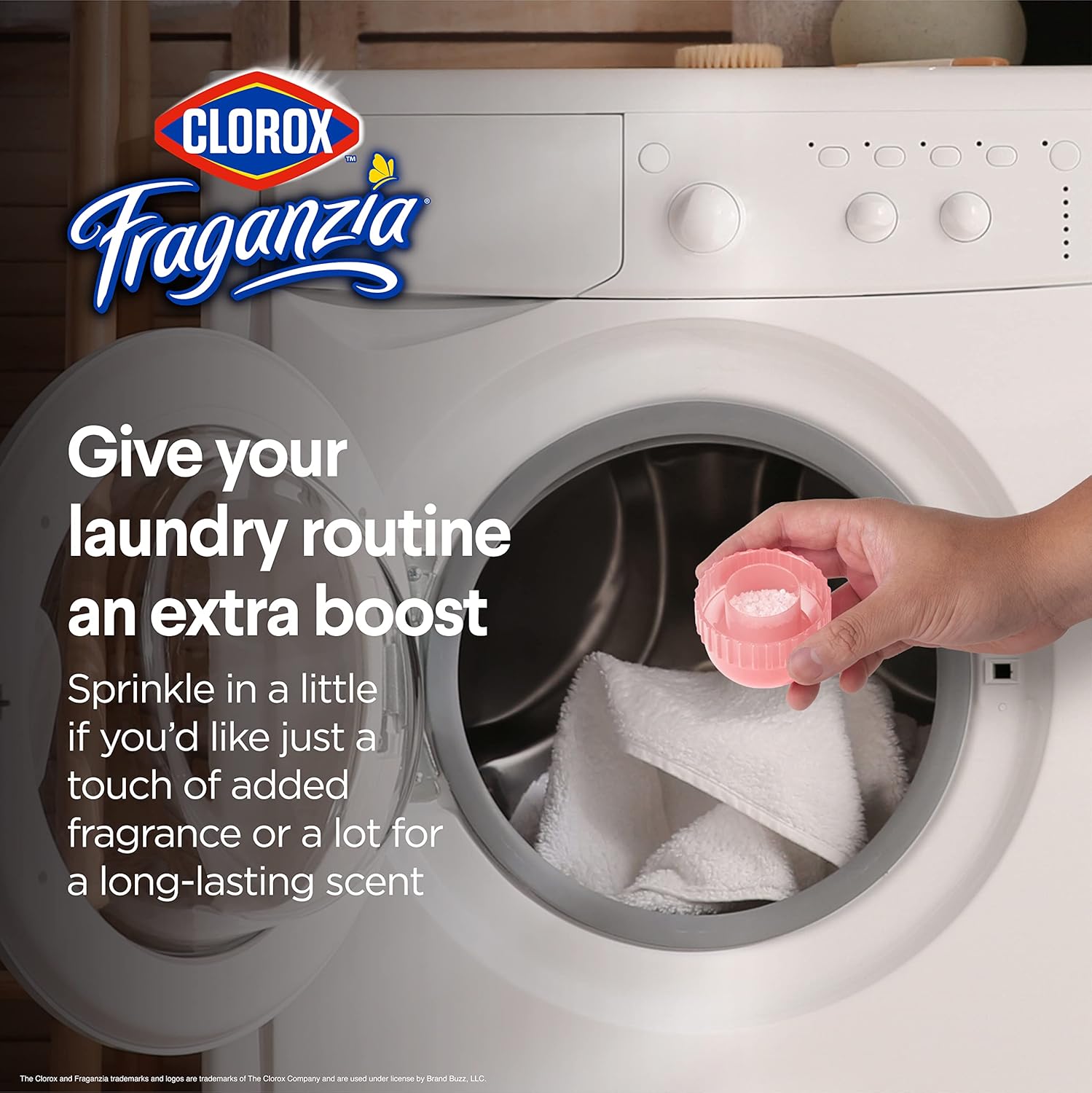 Clorox Fraganzia Laundry Scent Booster Crystals in Rose Scent - Scented In-Wash Freshener Beads for Fresh, Clean, Great Smelling Clothes and Linens, 18 Oz - 2 Pack