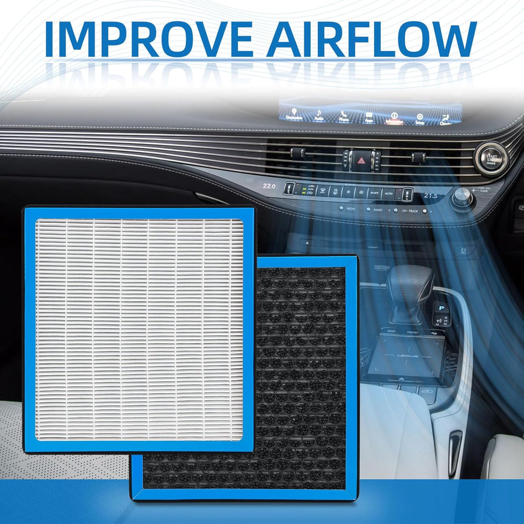 HEPA Cabin Air Filter With Activated Carbon Replacement CF10138 Compatible with Toyota Highlander 2001-2007，Lexus IS300 2001-2005 ，RX300 1999-2003.