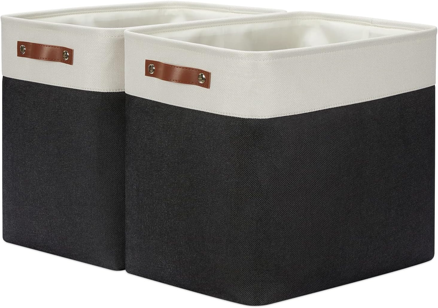 DULLEMELO Extra Large Storage Baskets, Fabric Storage Bins for Organizing Shelves Nursery Toys Books, Closet Baskets and Bins with Handles, White&Black 2-Pack