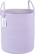 Rope Laundry Basket Hamper for Clothes Woven Storage Basket for Living Room Bedroom Boho Tall Rope Baskets for Blanket Toys Pillow Towels Baby Nursery Hamper Bin Large purple or lavender