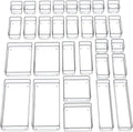SMARTAKE 30-Piece Drawer Organizer with Non-Slip Silicone Pads, 7-Size Desk Drawer Organizer Trays Storage Tray for Makeup, Jewelries, Utensils in Bedroom Dresser, Office and Kitchen (Clear)