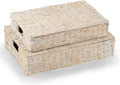 Set of 2 Decorative Storage Boxes With Lids for Home Decor, Shelves