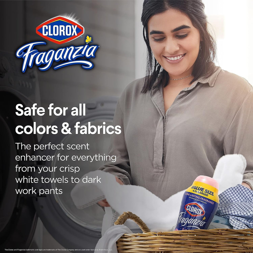 Clorox Fraganzia Laundry Scent Booster Crystals in Rose Scent - Scented In-Wash Freshener Beads for Fresh, Clean, Great Smelling Clothes and Linens, 70 Oz - 6 Pack