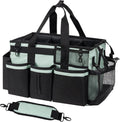 Wearable Cleaning Caddy, Cleaning Caddy Supplies Organizer with Handle & Shoulder Straps for Housekeepers, Under Sink & Car Cleaning Tool Organizers Bag with 4 Foldable Divider (Celadon)