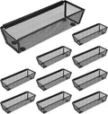 10 Pack Silverware Drawer Organizer 9 x 3 x 2 Inch Mesh Utensil Organizer for Kitchen Drawers with Interlocking Arm for Flatware Knives Spoons Fork Cosmetic Utensil Tabletop Storage Tray
