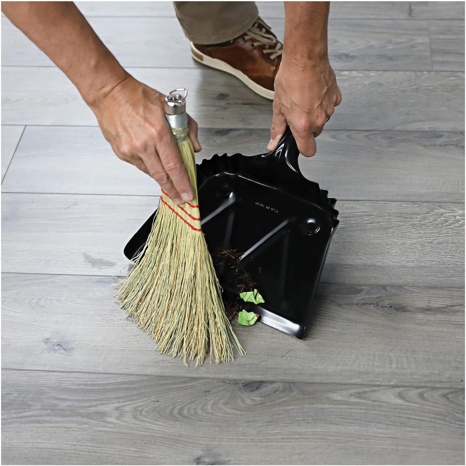 Genuine Joe Heavy-Duty Black Metal Dustpan, 12"