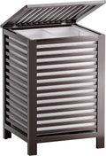 SMIBUY Double Laundry Hamper with Lid, 120L Bamboo Laundry Basket with Removable Liner Bag, 2-Section Clothes Divider Laundry Sorter for Laundry Room, Bathroom, Bedroom (Dark Brown)