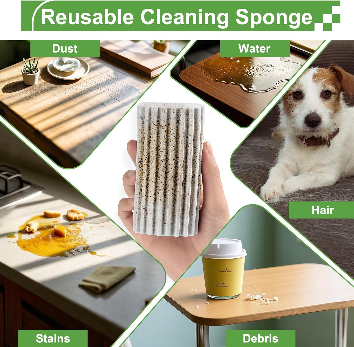 8-Pack Damp Clean Duster Sponge, Sponge Cleaning Brush, Duster for Cleaning Blinds, Glass, Baseboards, Vents, Railings, Mirrors, Window Track Grooves and Faucets