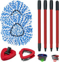 Spin Mop Handle,Mop Heads Replacements,Scrubber Mop Head and Mop Base Compatible with O-cedar RinseClean 2-Tank Spin Mop System,Mop Handle and Head Replacement Combo Set for Wet Dry Use Floor Cleaning