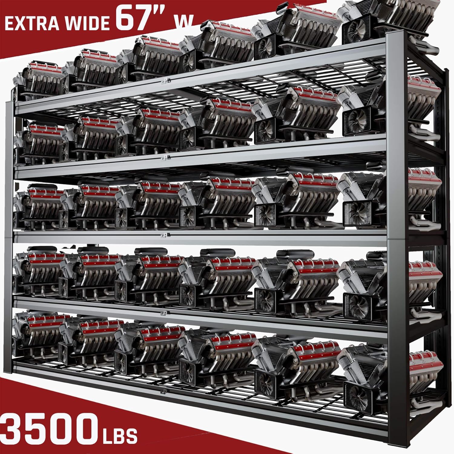 68" W Garage Shelving Heavy Duty, 5 Tier Garage Shelves, Adjustable Storage Shelving Unit, Commercial Metal Shelf for Warehouse, Pantry, School, Shop, 68" Wx20 Dx84 H, 2 Pack