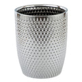 Modern Round Silver Small Trash Can Wastebasket, Garbage Container Bin for Bathrooms, Powder Rooms, Kitchens, Home Offices - Durable Ceramics - Round