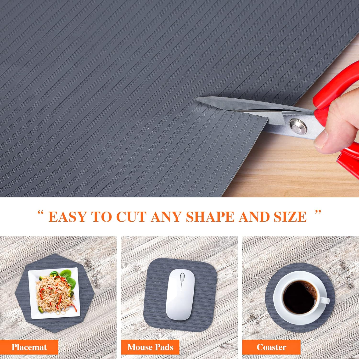 Shelf Liners for Kitchen Cabinets, 10" W x 360" L, Non Adhesive Shelf Liner, Non-Slip Kitchen Drawer Liners, Waterproof Durable Cabinet Liners for Shelves, Pantry, Dark Gray