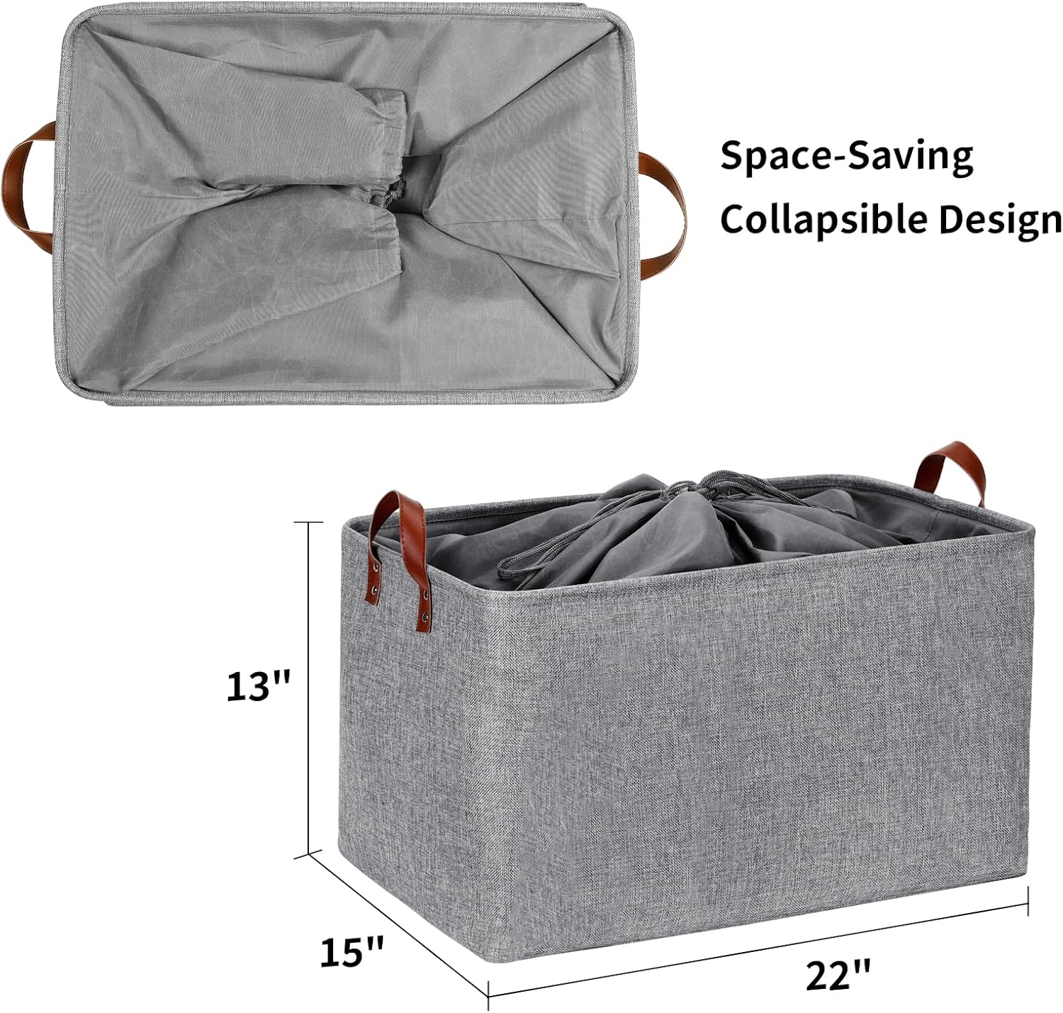 DULLEMELO Extra Large Grey Basket for Organizing, Collapsible Fabric Storage Basket with Handles, 70L Oversized Storage Bin, Large Closet Toys Blanket Organizer for Living Room, Laundry, Nursery