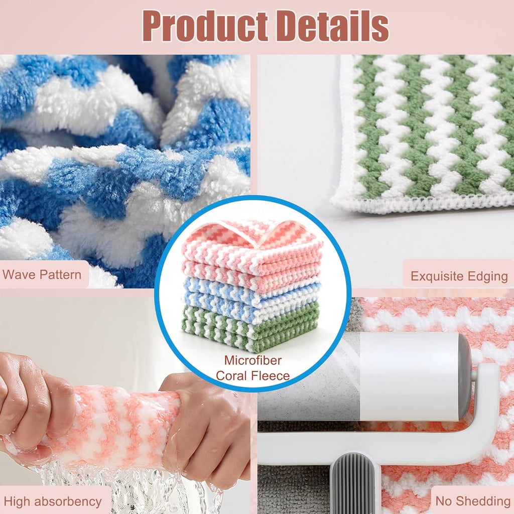 Microfiber Cleaning Cloth,Super Absorbent 12 Pack Dish Towels for Kitchen,Fast Drying Dish Cloth for Washing Dishes, Lint Free Dish Drying Towels, Reusable Kitchen Towels Set - 10"x10"