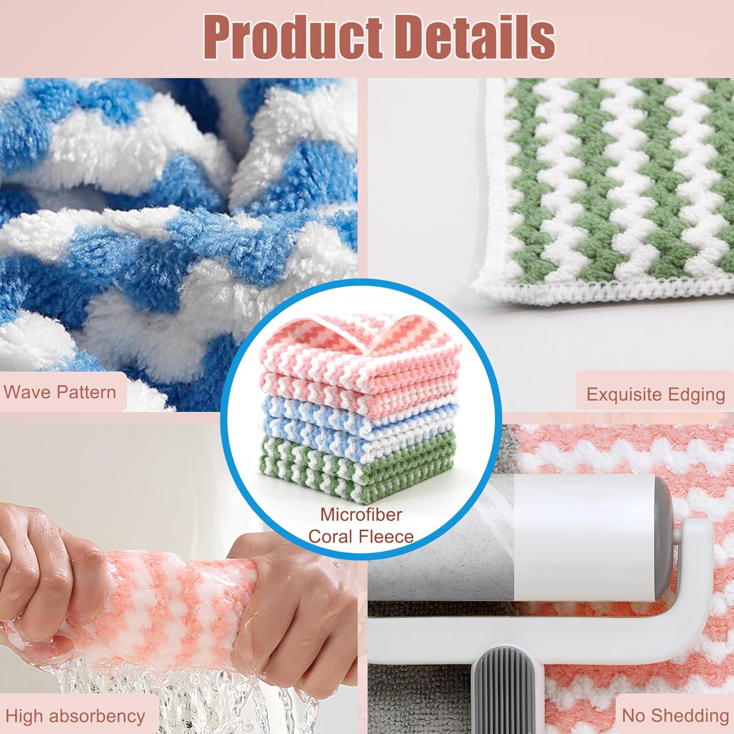Microfiber Cleaning Cloth,Super Absorbent 12 Pack Dish Towels for Kitchen,Fast Drying Dish Cloth for Washing Dishes, Lint Free Dish Drying Towels, Reusable Kitchen Towels Set - 10"x10"