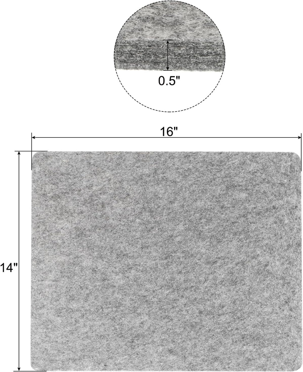 PATIKIL Wool Pressing Mat, 16" x 14" Wool Ironing Pad Blanket 0.5" Thickened Heat Resistant Quilting Ironing Pad for Quilters Sewing Craft, Grey