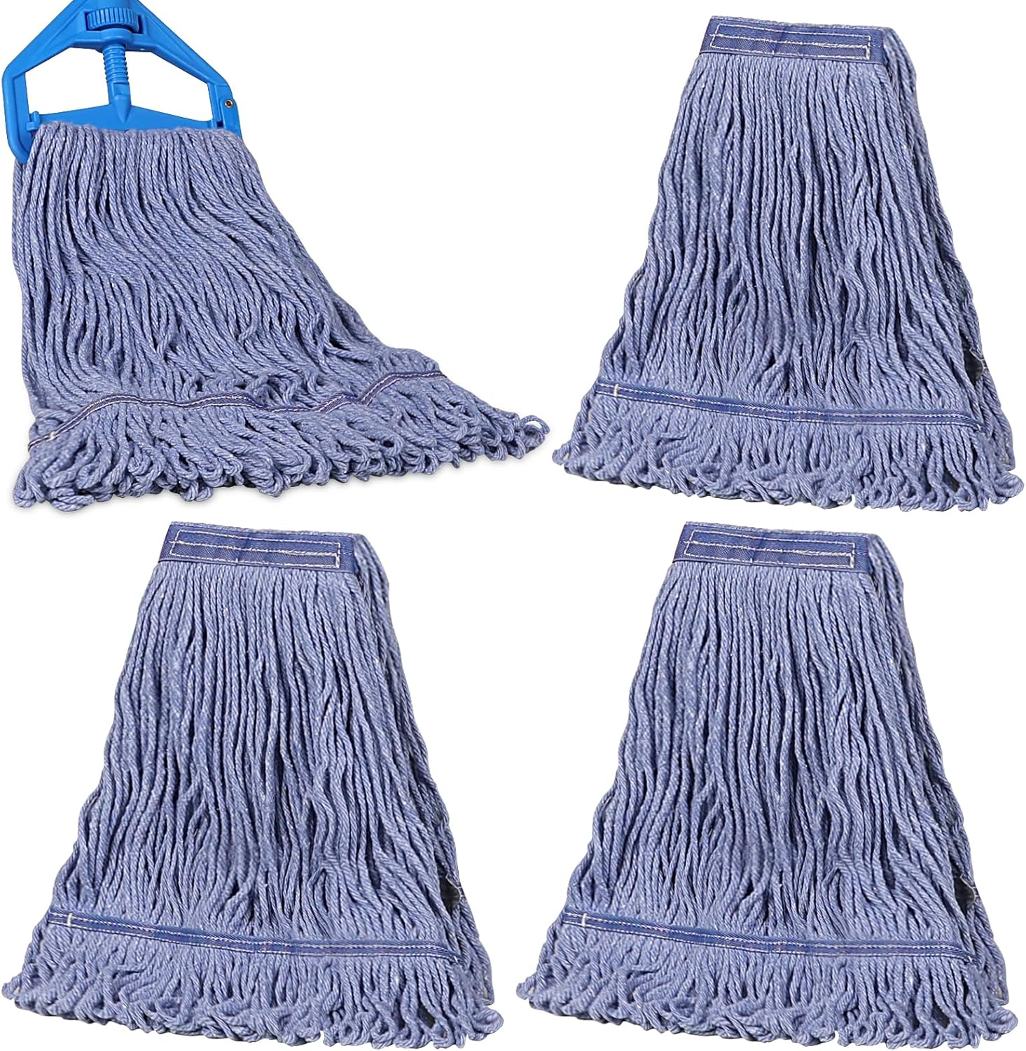 JERIA 4 Pack Heavy Duty Mop Head Replacements,String Mop Head for Commercial,Used for Home,Office and Kitchen,Washable,Reusable Mop