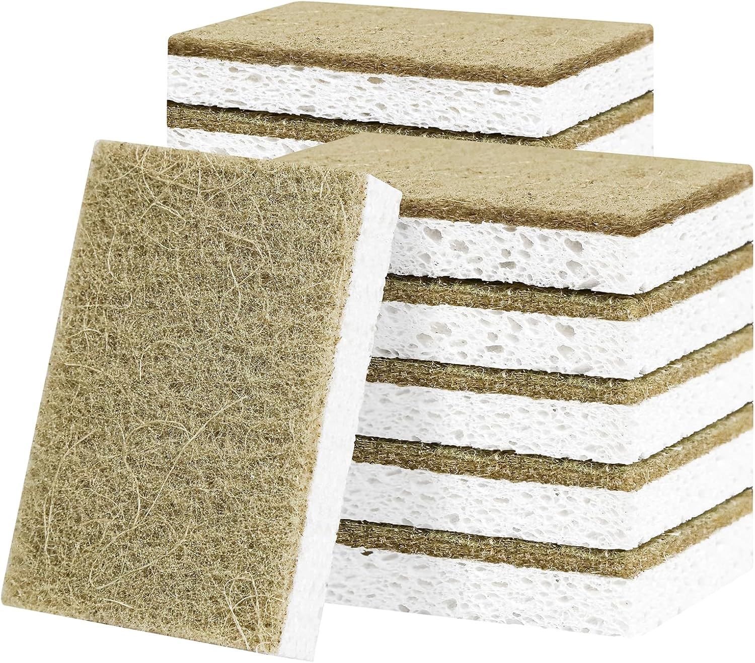 Natural Kitchen Sponges, 12 Pack Non-Scratch Sponge for Dishes, Biodegradable Scruber Sponges Kitchen for Cleaning, Household