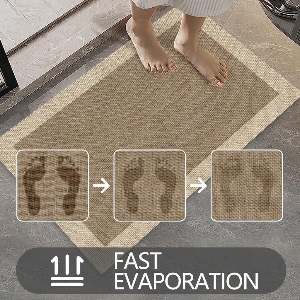 Ultra Thin Door Mat Indoor Entrance, 1/10 in Thin Door Mats for Inside Entry, Non-Slip Rubber Backing Washable Doormat, Fade Resistant, Absorbent, Low Profile Dirt Trapper, 35"X24",Brown