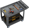 DWVO Service Utility Cart on Wheels, 45 X 25 in 550 LBS Heavy Duty Rolling Cart Plastic Work Cart for Warehouse Garage School & Office Cleaning